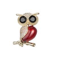 Cubic Zirconia Brooch, Brass, Owl, fashion jewelry & micro pave cubic zirconia & for woman 