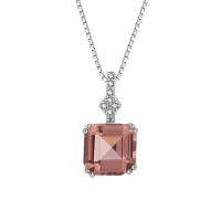 Brass Cubic Zirconia Necklace, with Cubic Zirconia, with 5cm extender chain, Square, platinum color plated, fashion jewelry & for woman cm 