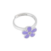 Brass Finger Ring, Flower, plated, Adjustable & fashion jewelry & for woman & enamel 12.5mm, US Ring 