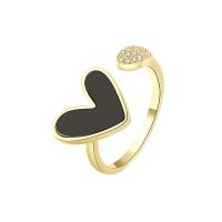 Cubic Zirconia Micro Pave Brass Finger Ring, Heart, plated, fashion jewelry & micro pave cubic zirconia & for woman & epoxy gel 10.5mm, US Ring 