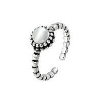 Палец кольцо-латунь, Латунь, с Морской опал, Форма цветка, плакирован серебром, Регулируемый & ювелирные изделия моды & Женский, серебряный, 8.6mm, размер:6.5, продается PC