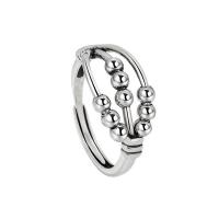 Anillo de dedo de latón, metal, chapado en color de plata, Ajustable & Joyería & para mujer, plateado, 10.5mm, tamaño:7.5, Vendido por UD