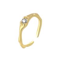 Circón cúbico anillo de dedo de latón, metal, con cúbica circonia, chapado, Ajustable & Joyería & para mujer, más colores para la opción, 4.4mm, tamaño:6, Vendido por UD