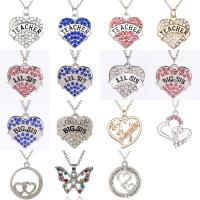 Rhinestone Zinc Alloy Necklace, plated, with letter pattern & for woman & with rhinestone, Random Color Approx 40 cm 