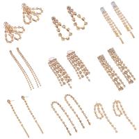 Fashion Fringe Earrings, Zinc Alloy, gold color plated, for woman & with rhinestone 40-160mm 