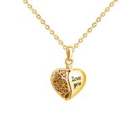 Fashion Locket Necklace, Brass, with 5cm extender chain, Heart, plated, oval chain & with letter pattern & for woman & hollow Approx 50 cm 