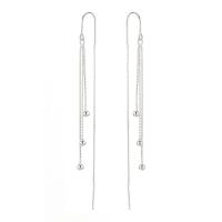 Sterling Silver Thread Through Earrings, 925 Sterling Silver, for woman, silver color, 135mm 