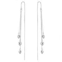 Sterling Silver Thread Through Earrings, 925 Sterling Silver, for woman, silver color, 150mm 