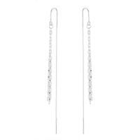Sterling Silver Thread Through Earrings, 925 Sterling Silver, for woman, silver color, 145mm 