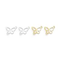 Sterling Silver Charm Connector, 925 Sterling Silver, Butterfly, hollow 10mm 