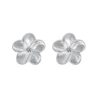 Sterling Silver Stud Earring, 925 Sterling Silver, Flower, for woman, silver color, 4mm 