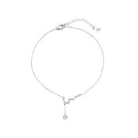 Brass Anklet, platinum color plated, for woman & with rhinestone Approx 9 Inch 