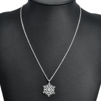 Rhinestone Zinc Alloy Necklace, Snowflake, platinum color plated, for woman & with rhinestone Approx 17.71 Inch 