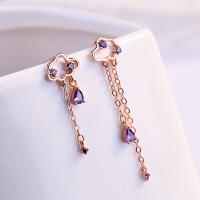 Asymmetric Earrings, 925 Sterling Silver, Cloud, rose gold color plated, for woman & with rhinestone, 30mm,35mm 