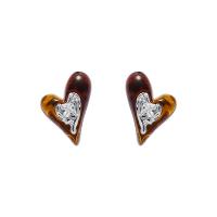 Resin Zinc Alloy Earring, with Resin, Heart, silver color plated, fashion jewelry & for woman 