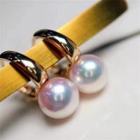 Aretes de agua dulce perla latón, Perlas cultivadas de agua dulce, con metal, chapado en color dorado, Joyería & para mujer, 8-9mm, Vendido por Par