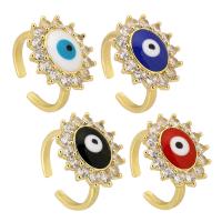 Evil Eye Jewelry Finger Ring, Brass, gold color plated, fashion jewelry & micro pave cubic zirconia & for woman & enamel US Ring .5 