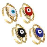 Evil Eye Jewelry Finger Ring, Brass, gold color plated, fashion jewelry & micro pave cubic zirconia & for woman & enamel US Ring 