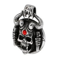 Stainless Steel Skull Pendant, 316 Stainless Steel, with Red Turquoise, polished, fashion jewelry & DIY & blacken, two different colored Approx 4mm 