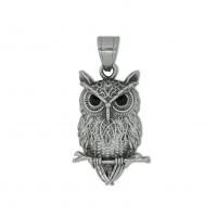 Stainless Steel Animal Pendants, 316L Stainless Steel, Owl, fashion jewelry & Unisex & with rhinestone, original color 
