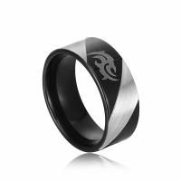 Titanium Steel Finger Ring, polished, fashion jewelry & for man, black 