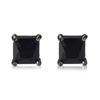 Stainless Steel Cubic Zirconia Stud Earring, Titanium Steel, Unisex & with cubic zirconia, black 