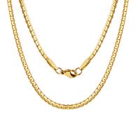 Halskette, 304 Edelstahl, Vakuum-Ionen-Beschichtung, Modeschmuck & für den Menschen, goldfarben, 3mm, Länge:ca. 24 ZollInch, verkauft von PC