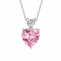 Brass Cubic Zirconia Necklace, with Cubic Zirconia, with 5cm extender chain, Heart, platinum color plated, fashion jewelry & for woman cm 