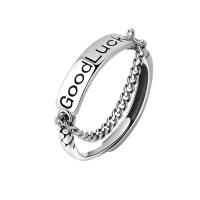 Палец кольцо-латунь, Латунь, плакирован серебром, Регулируемый & Женский, серебряный, 4.5mm, размер:9.5, продается PC