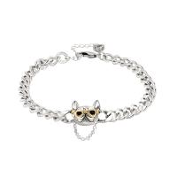 Bracelets en laiton, avec 4cm chaînes de rallonge, chien, Placage, bijoux de mode & pour femme, argent cm, Vendu par PC