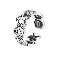 Палец кольцо-латунь, Латунь, плакирован серебром, Регулируемый & Женский, серебряный, 8mm, размер:7, продается PC