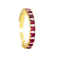 Anillo de dedo de cobre amarillo zirconia pavimenta Cubic, metal, chapado en color dorado, ajustable & micro arcilla de zirconia cúbica & para mujer, tamaño:6-8, Vendido por UD