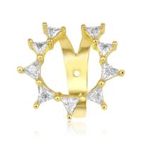 Rhinestone Brass Drop Earring, Triangle, plated, for woman & with rhinestone 15mm 
