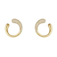 Rhinestone Brass Drop Earring, plated, for woman & with rhinestone 20mm 