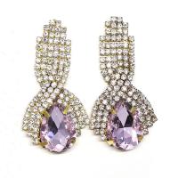 Crystal Drop Earring, Zinc Alloy, with Crystal, Teardrop, gold color plated, for woman & with rhinestone 