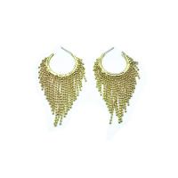 Fashion Fringe Boucles d'oreilles, laiton, glandpompon, Placage de couleur d'or, bijoux de mode & pour femme, 100mm, Vendu par paire