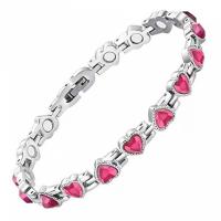 Zinc Alloy Rhinestone Bracelets, with Magnet, Heart, plated, for woman & with rhinestone Approx 21 cm 
