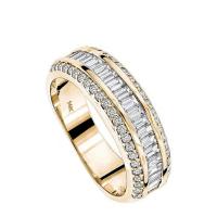 ラインス トーン亜鉛合金指のリング, 亜鉛合金, ゴールドメッキ, 異なるサイズの選択 & 女性用 & ライン石のある, サイズ:5-11, 売り手 パソコン