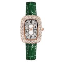 Women Wrist Watch, Zinc Alloy, with PU Leather & Glass, Chinese movement, plated, waterproofless & dyed & for woman & with rhinestone 