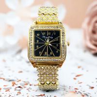 Women Wrist Watch, Zinc Alloy, with Glass & 304 Stainless Steel, Chinese movement, plated, waterproofless & for woman & with rhinestone 220mm 