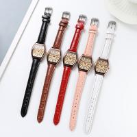 Bracelets de montre pour femmes, alliage de zinc, avec cuir PU & verre, mouvement chinoise, Placage, sans imperméable à l’eau & teints, plus de couleurs à choisir Vendu par PC