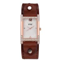 Bracelets de montre pour femmes, alliage de zinc, avec cuir PU & verre, mouvement chinoise, Placage, sans imperméable à l’eau & avec strass, plus de couleurs à choisir Vendu par PC