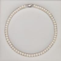 Collier de perles d'eau douce naturelles, perle d'eau douce cultivée, bijoux de mode & pour femme, blanc, 6-7mm Environ 17.72 pouce, Vendu par PC