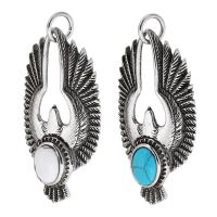 Stainless Steel Pendants, 316 Stainless Steel, with turquoise, polished, fashion jewelry & DIY & blacken, two different colored 