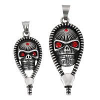 Stainless Steel Skull Pendant, 316 Stainless Steel, polished, fashion jewelry & DIY & with rhinestone & blacken, two different colored 