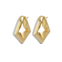 Cubic Zirconia Pendiente Brass Micro Pave, metal, chapado en color dorado, micro arcilla de zirconia cúbica & para mujer, dorado, 23x22mm, Vendido por Par