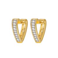 Cubic Zirconia Micro Pave Brass Earring, with Cubic Zirconia, Heart, plated, for woman 