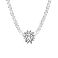 Brass Cubic Zirconia Necklace, with Cubic Zirconia, with 5cm extender chain, plated, for woman Approx 45 cm 