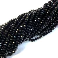 Natürliche schwarze Achat Perlen, Schwarzer Achat, poliert, DIY & verschiedene Größen vorhanden & facettierte, schwarz, Länge:ca. 38-40 cm, verkauft von Strang