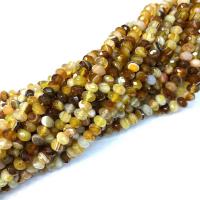 Natürliche Streifen Achat Perlen, poliert, DIY & verschiedene Größen vorhanden & facettierte, gelb, Länge:ca. 38-40 cm, verkauft von Strang